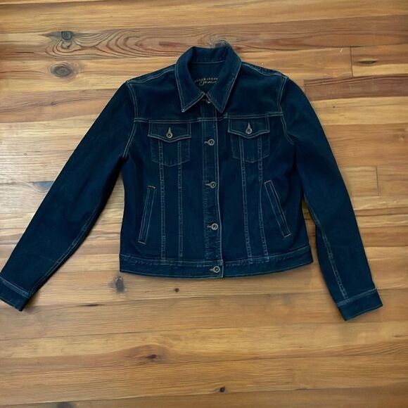 Ralph Lauren Jean Co. Blue Denim Jean Jacket Womens Size Large Dark Wash - Picture 3 of 8